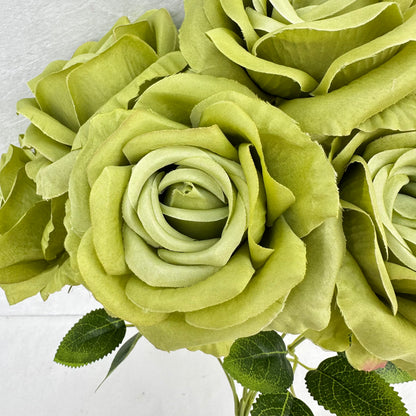 Green Silk Wedding Rose Bush - 7 Heads