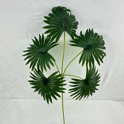 Dark Green Silk Fishtail Palm Leaf 5 Branch