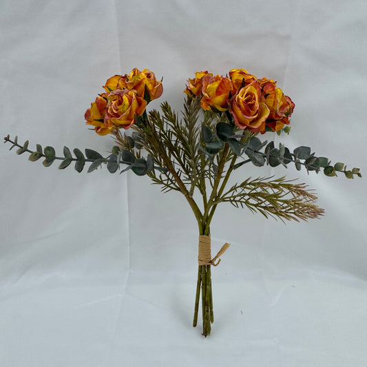 Orange Silk Burnt Edge Rose Bud Bush - 20 Heads