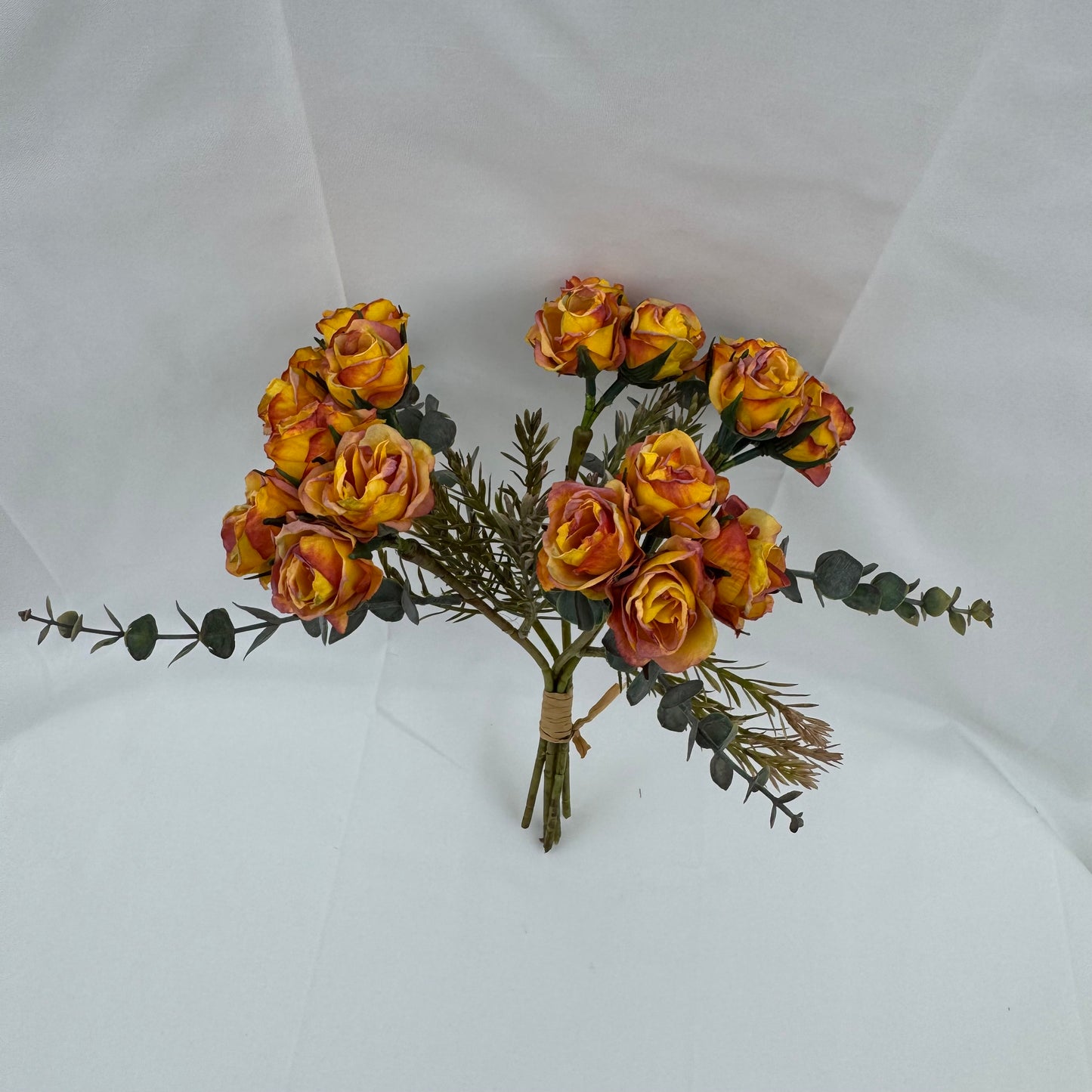 Orange Silk Burnt Edge Rose Bud Bush - 20 Heads
