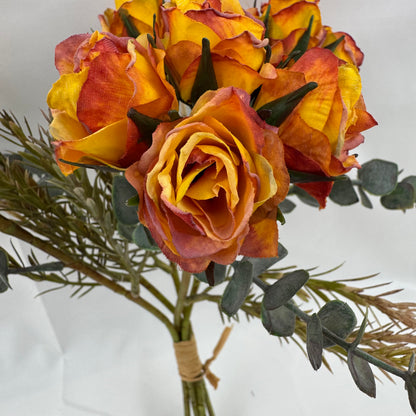 Orange Silk Burnt Edge Rose Bud Bush - 20 Heads