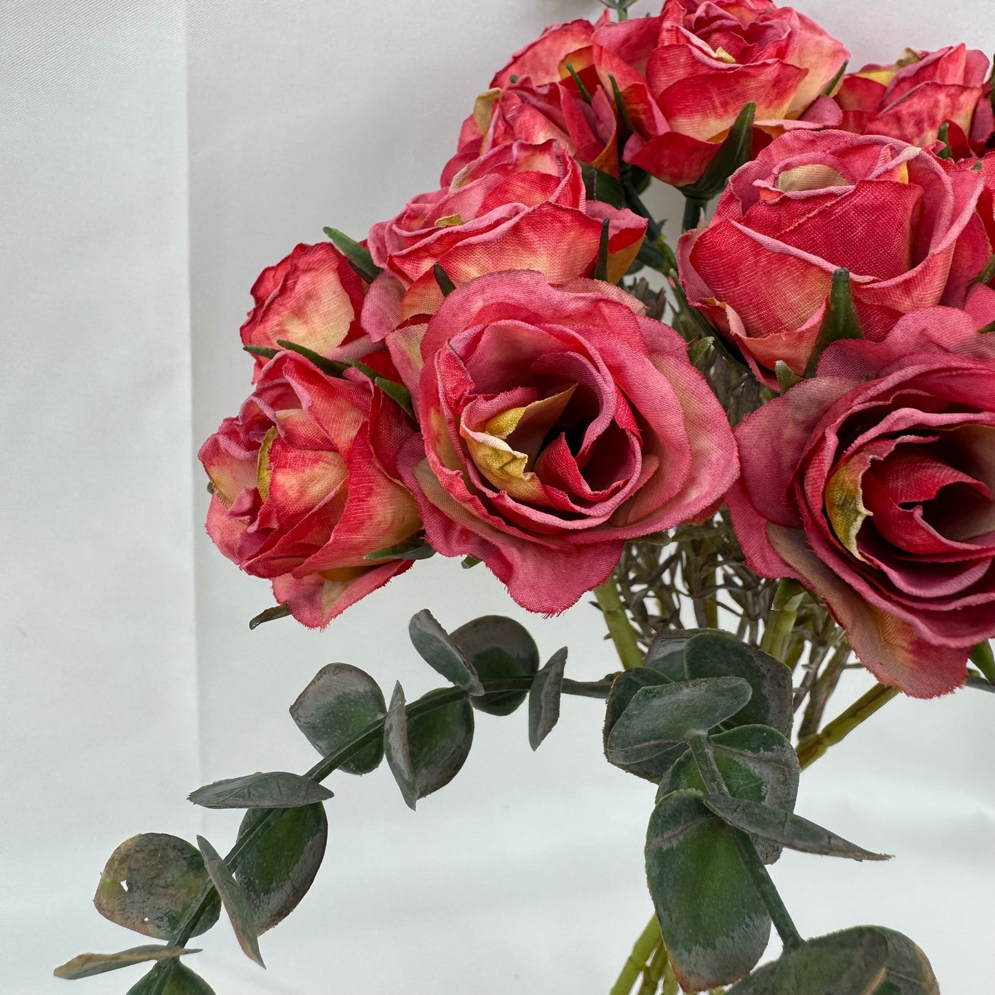 Red Silk Burnt Edge Rose Bud Bush - 20 Heads
