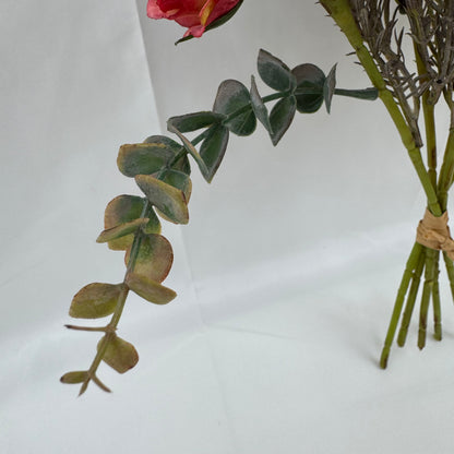 Red Silk Burnt Edge Rose Bud Bush - 20 Heads