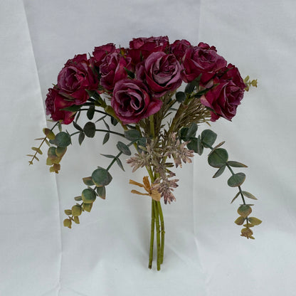 Purple Silk Burnt Edge Rose Bud Bush - 20 Heads