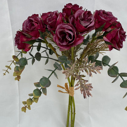 Purple Silk Burnt Edge Rose Bud Bush - 20 Heads