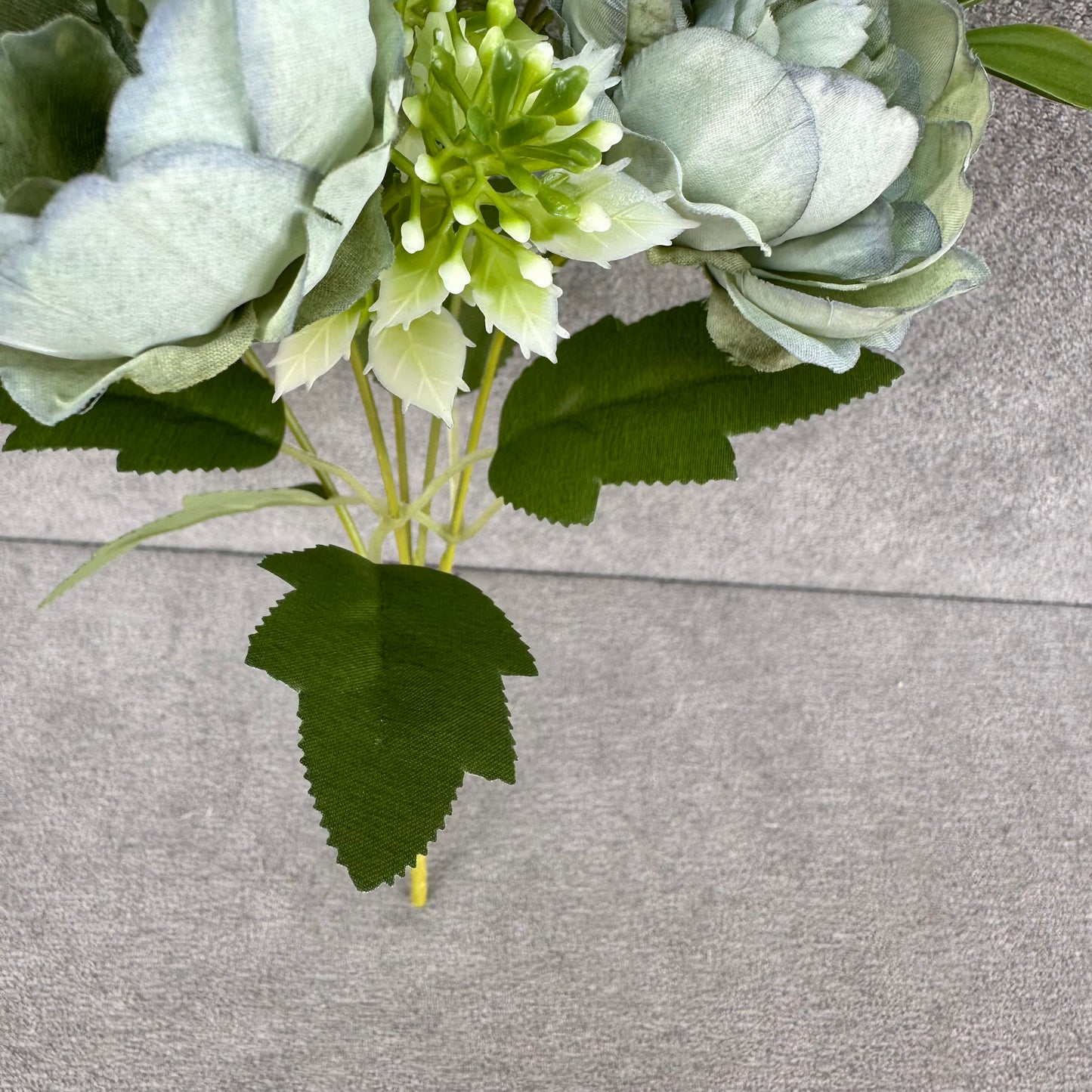Green Silk Round Peony Bush - 5 Heads