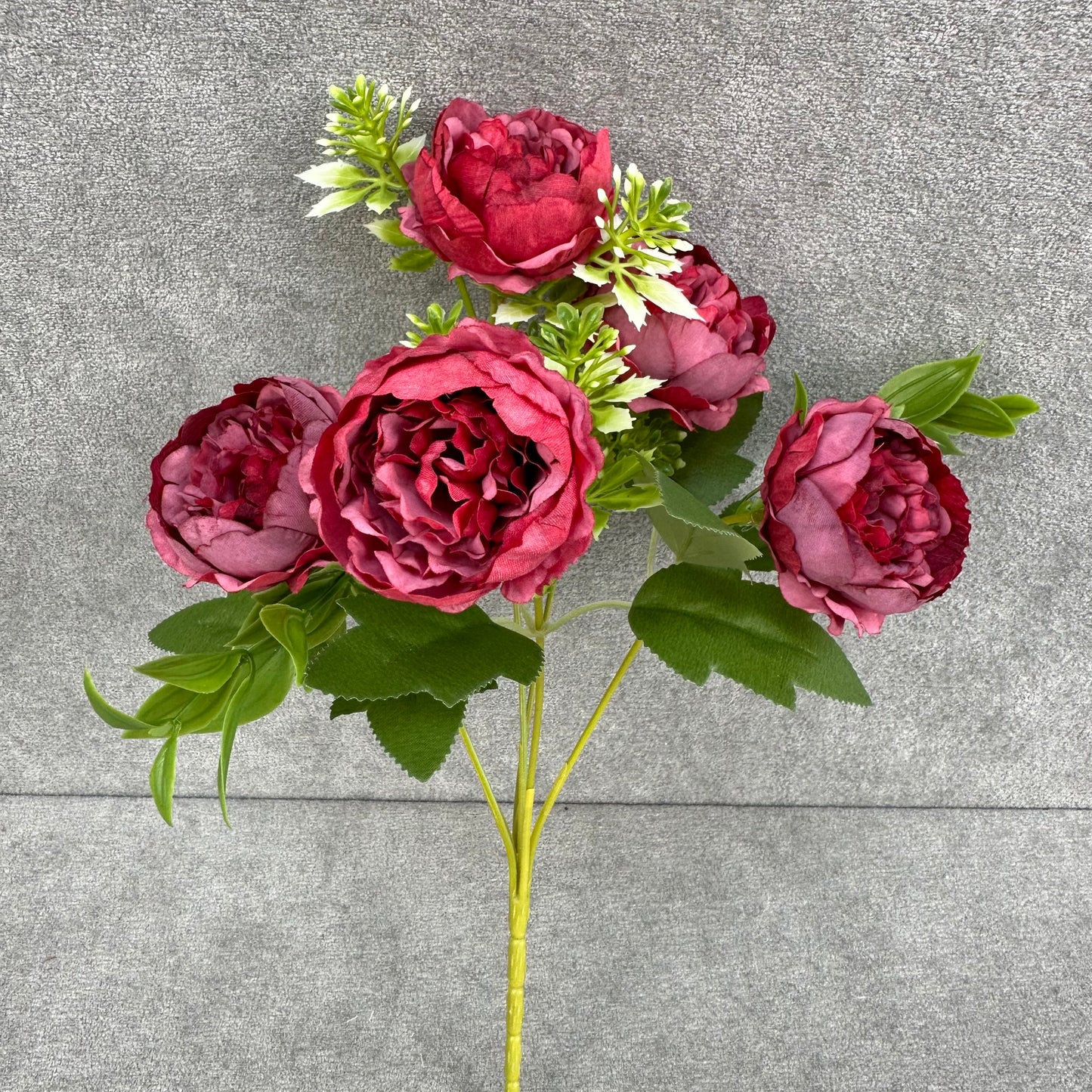 Red Silk Round Peony Bush - 5 Heads