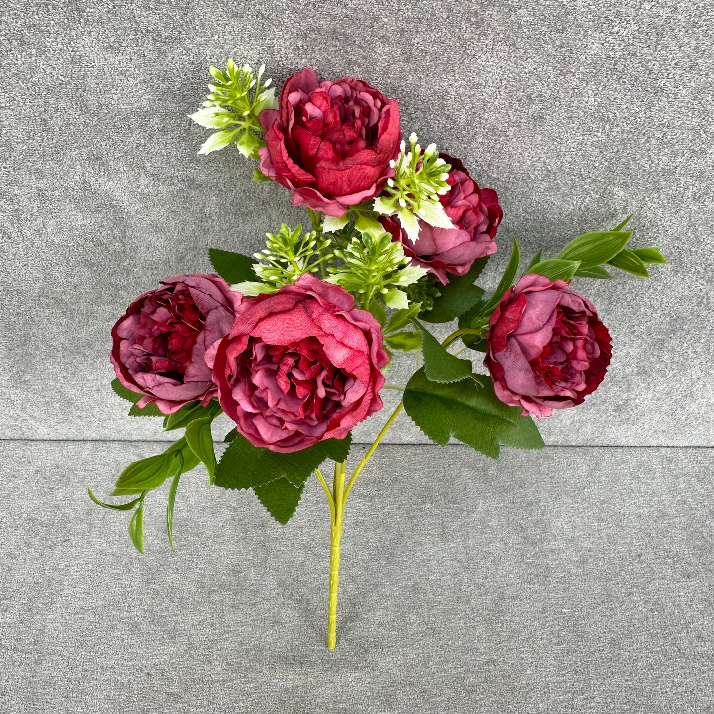 Red Silk Round Peony Bush - 5 Heads