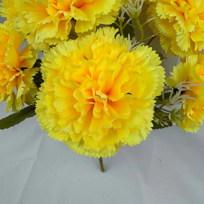 Yellow Silk Carnation Bush - 7 Heads RosesHQ.com