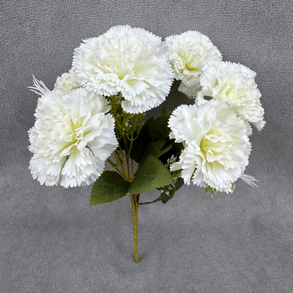 White Silk Carnation Bush - 7 Heads