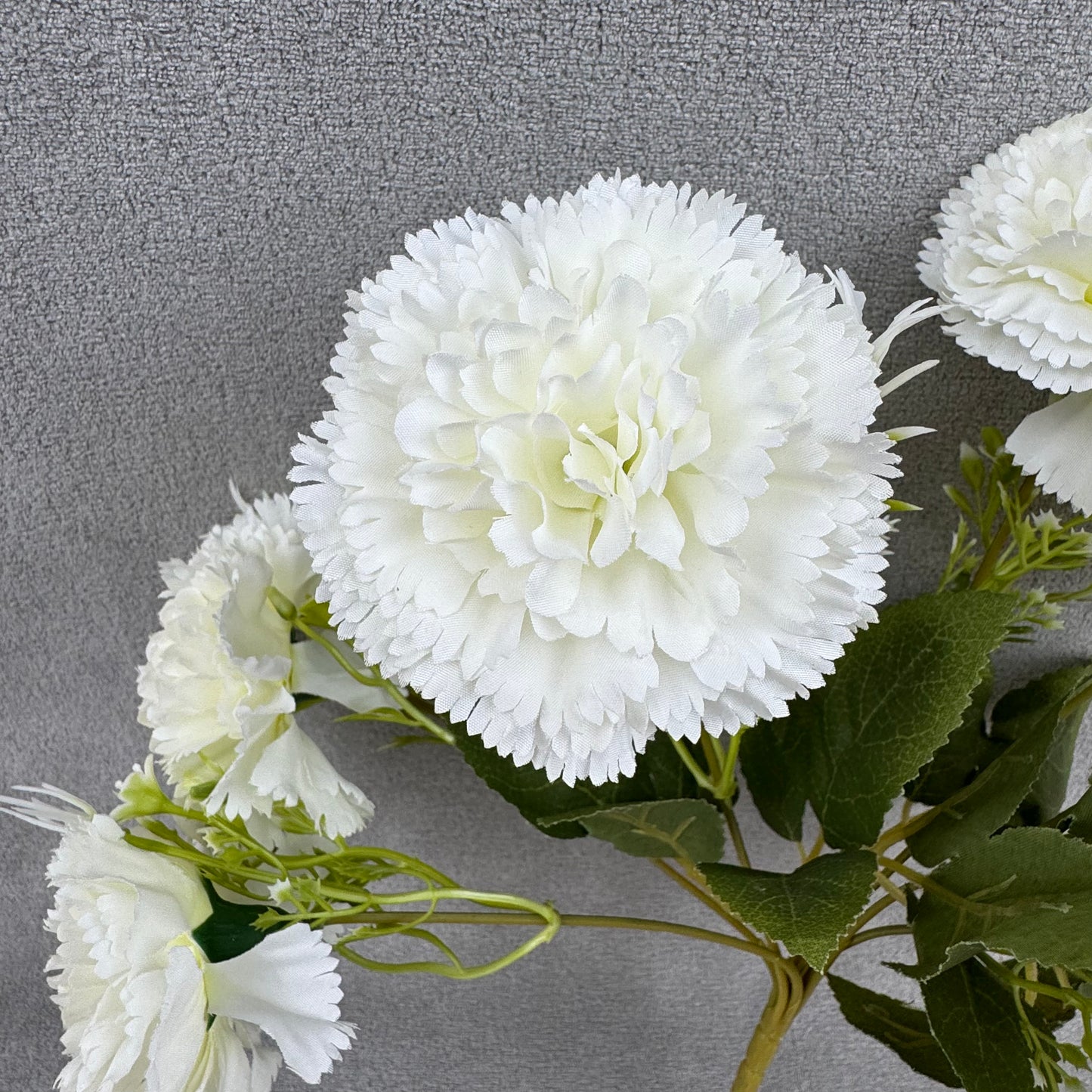 White Silk Carnation Bush - 7 Heads