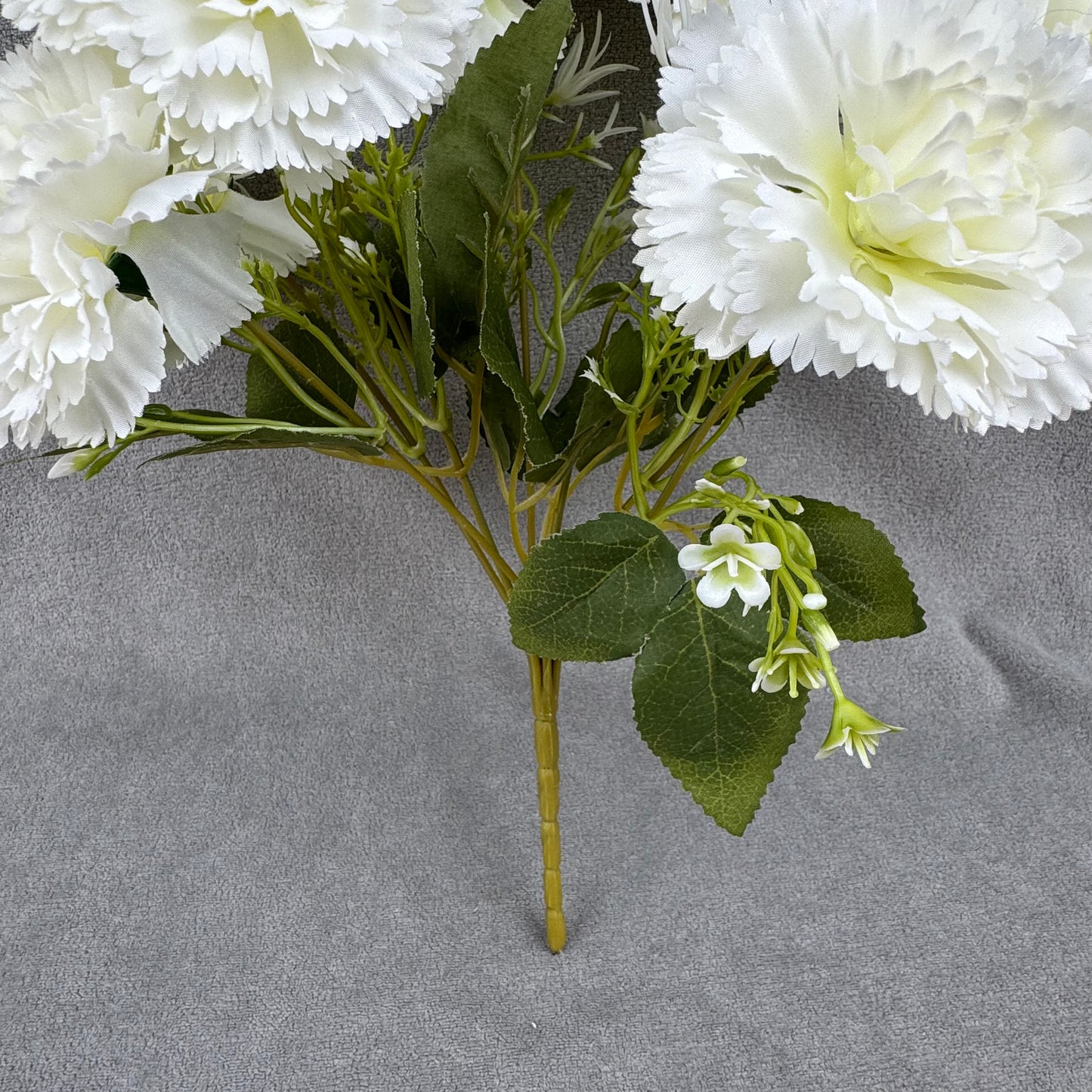 White Silk Carnation Bush - 7 Heads