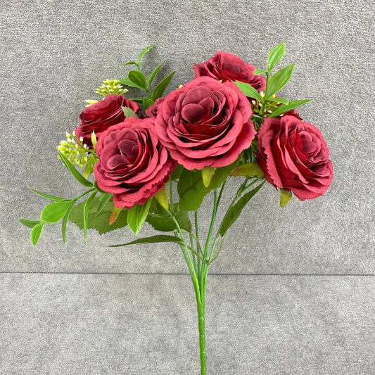 Red Silk Rose Bush - 7 Heads RosesHQ.com