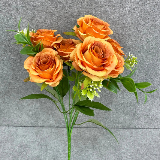 Orange Silk Rose Bush - 7 Heads RosesHQ.com