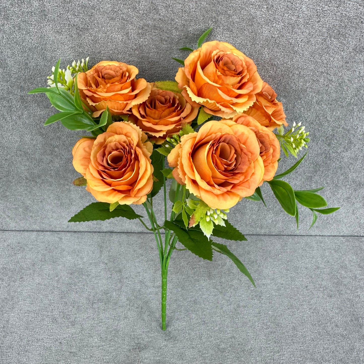 Orange Silk Rose Bush - 7 Heads