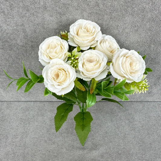 White Silk Small Rose Bush - 7 Heads RosesHQ.com