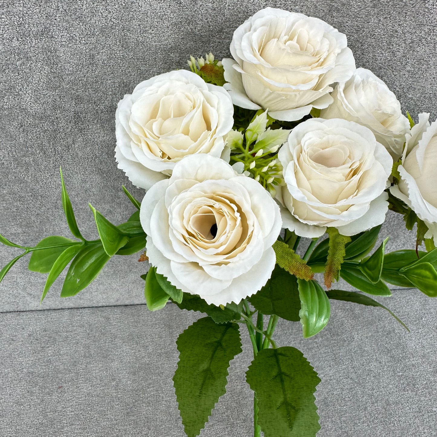 White Silk Small Rose Bush - 7 Heads