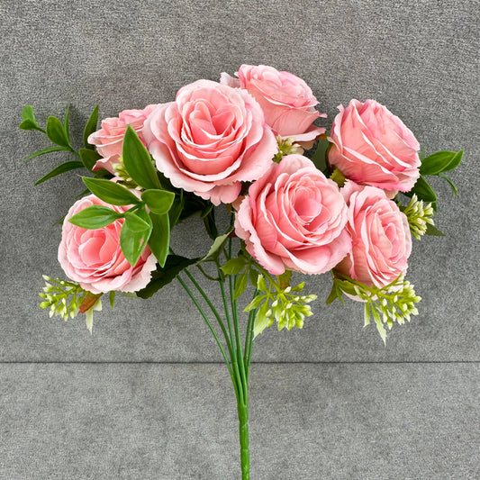 Pink Silk Rose Bush - 7 Heads RosesHQ.com