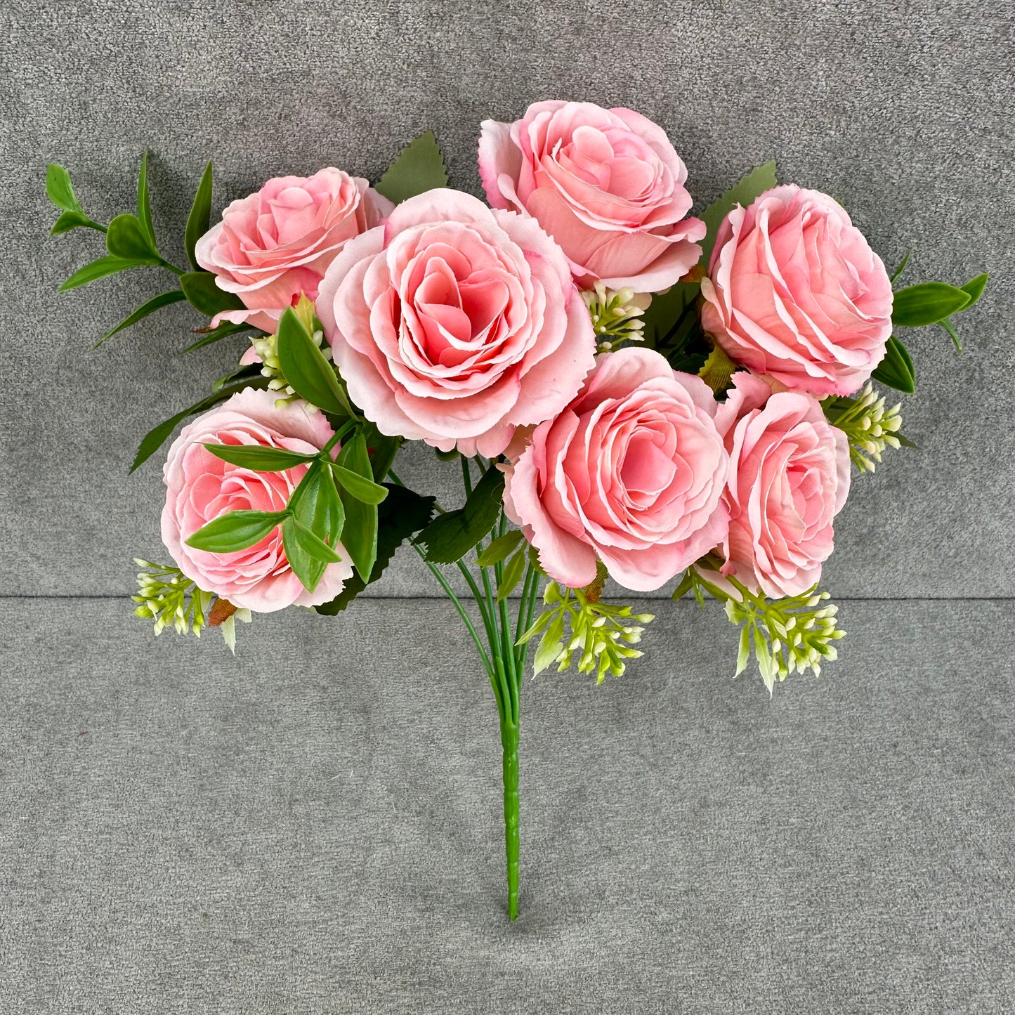Pink Silk Rose Bush - 7 Heads