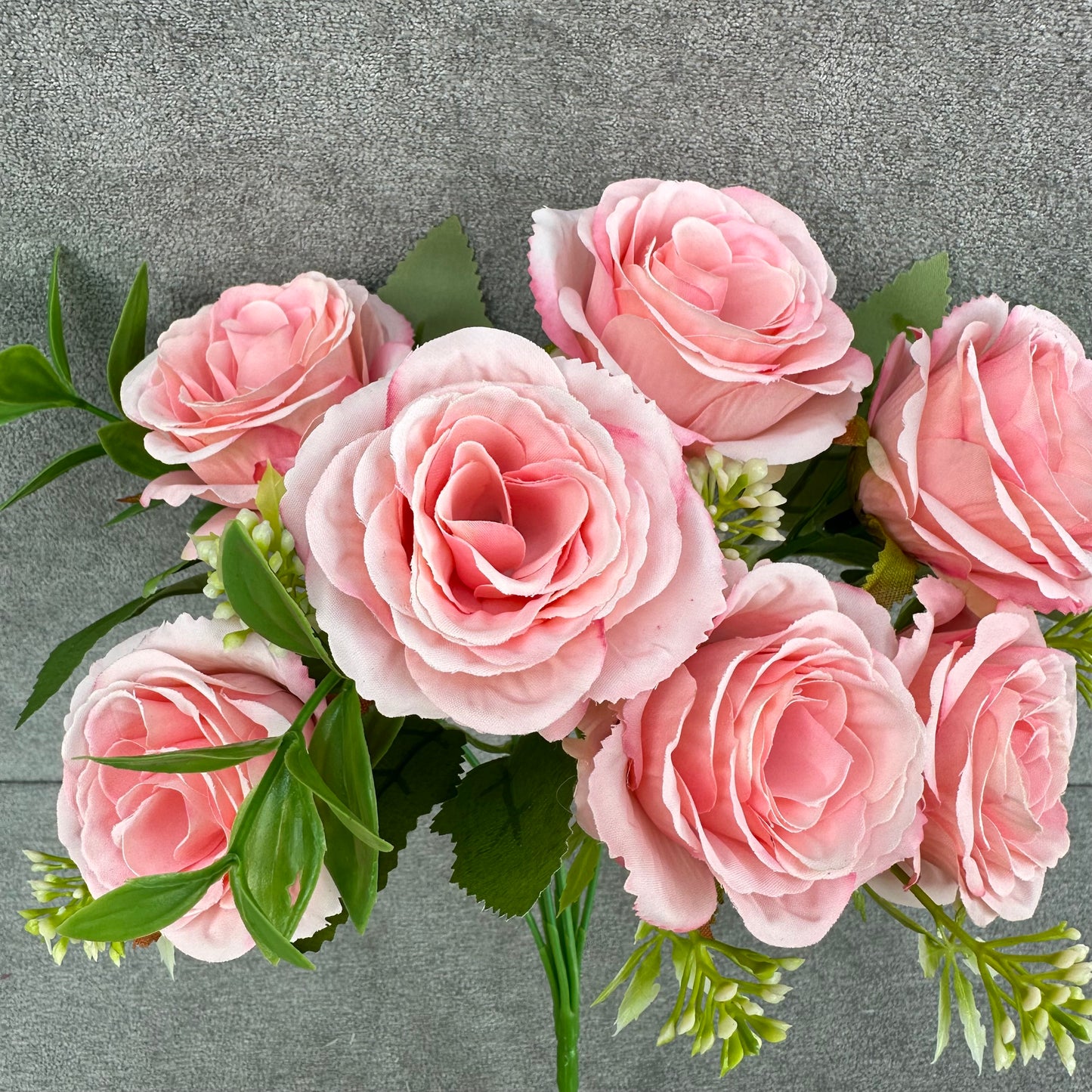 Pink Silk Rose Bush - 7 Heads