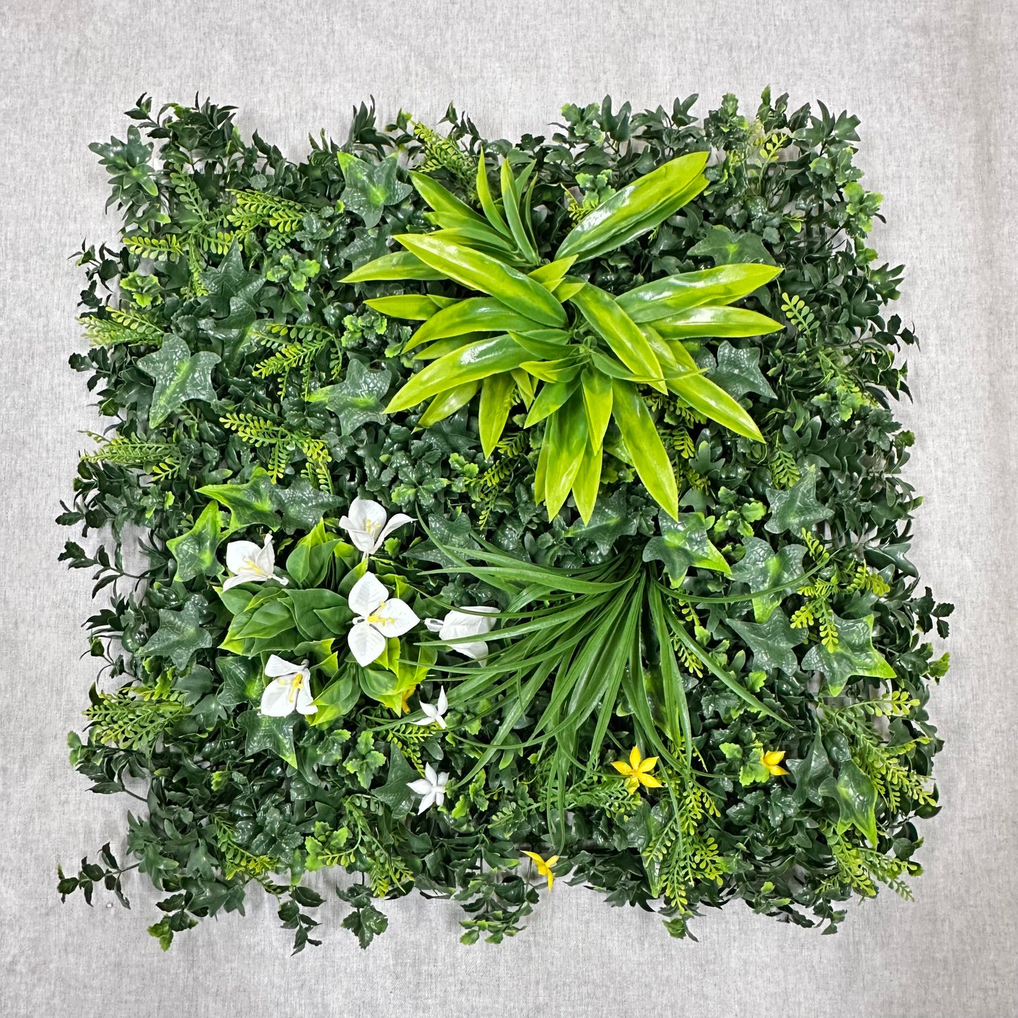 Artificial Mixed Leaf Grass Wall Panel Green 50x50cm