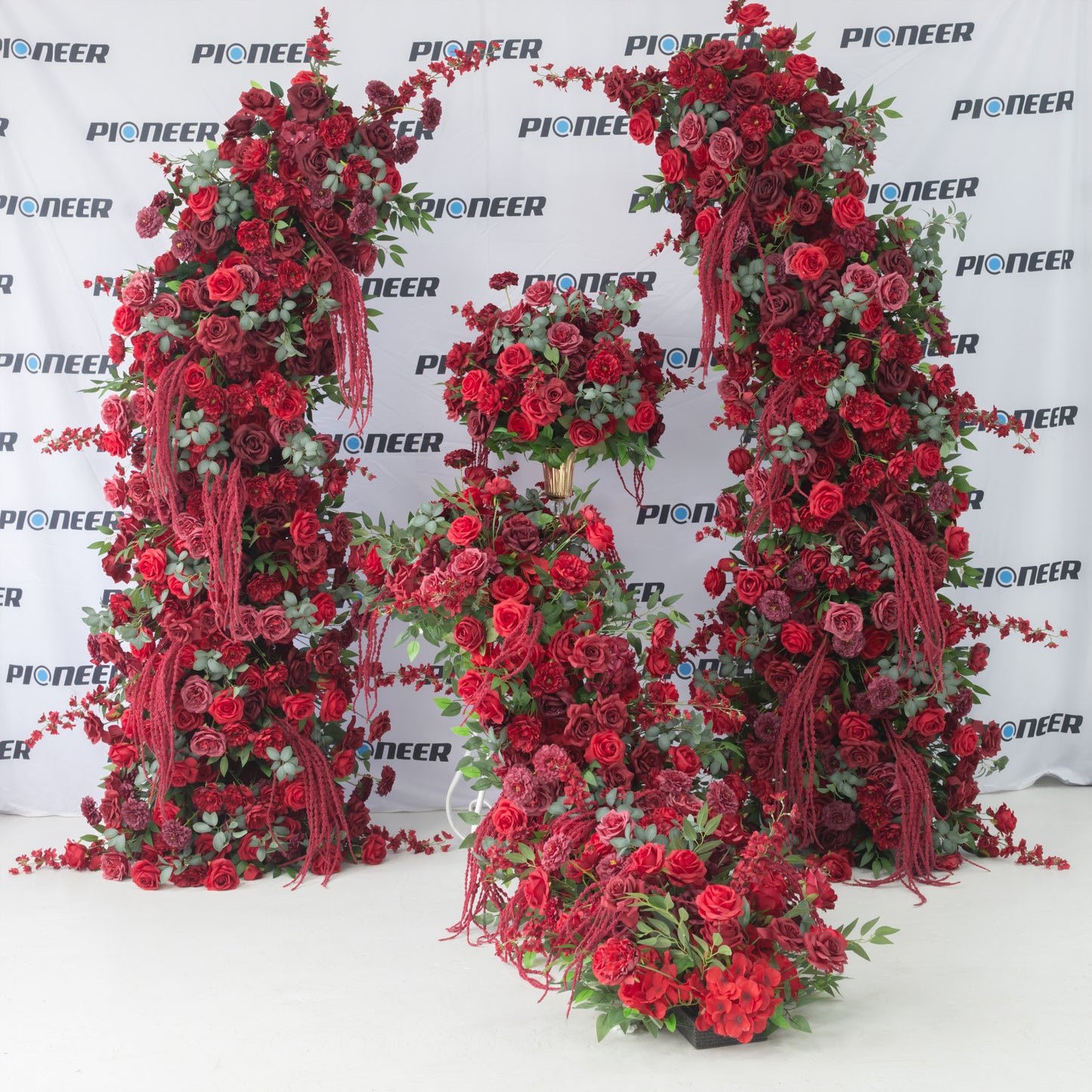 Polished Burgundy Rose Floral Arch