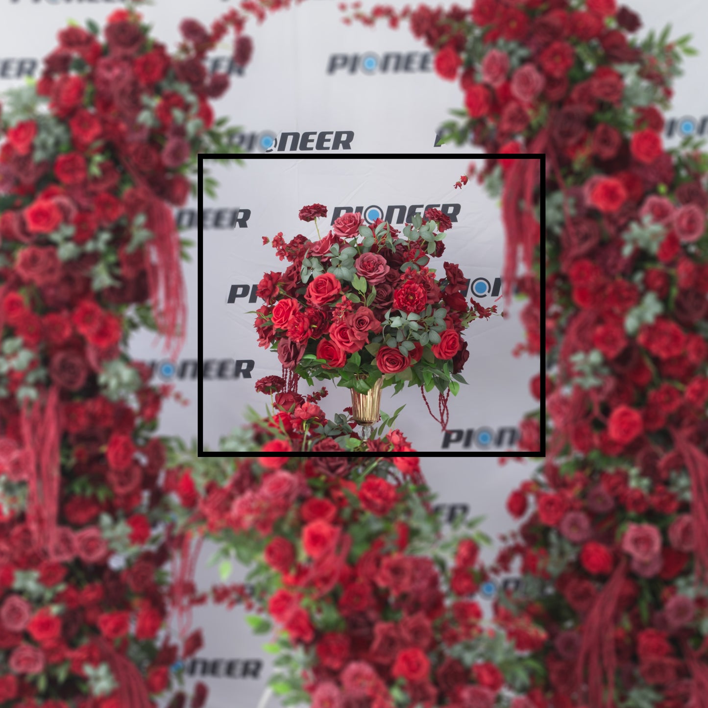 Polished Burgundy Rose Floral Centerpiece