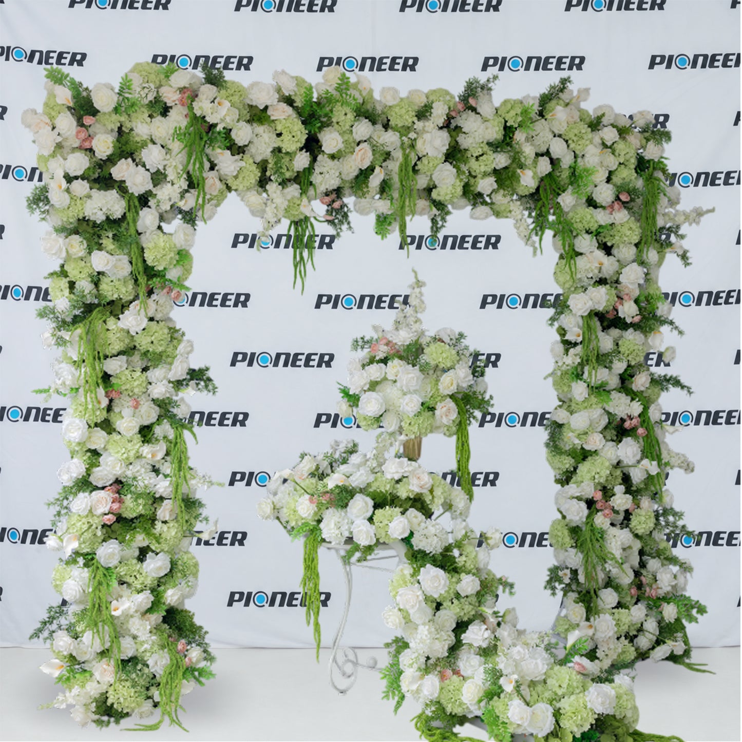 Garden White Rose & Hydrangea Floral Arch