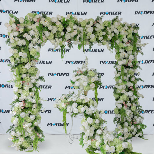 Garden White Rose & Hydrangea Floral Arch