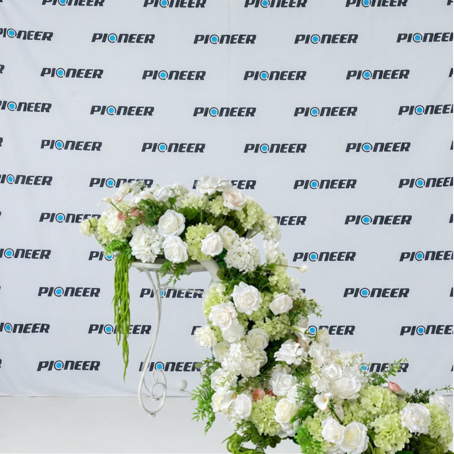 Realistic White Rose & Hydrangea Floral Runner