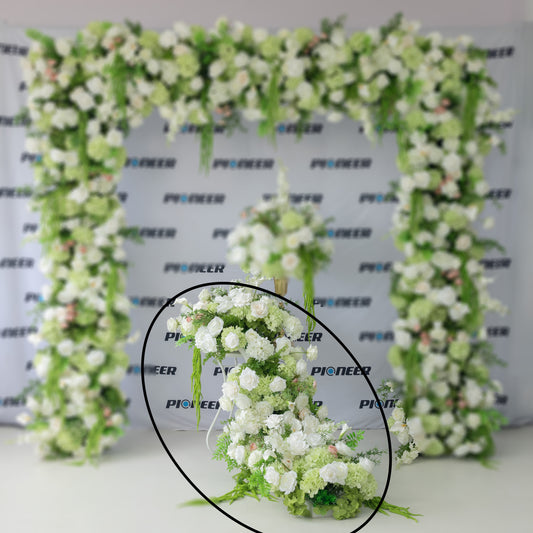 Realistic White Rose & Hydrangea Floral Runner