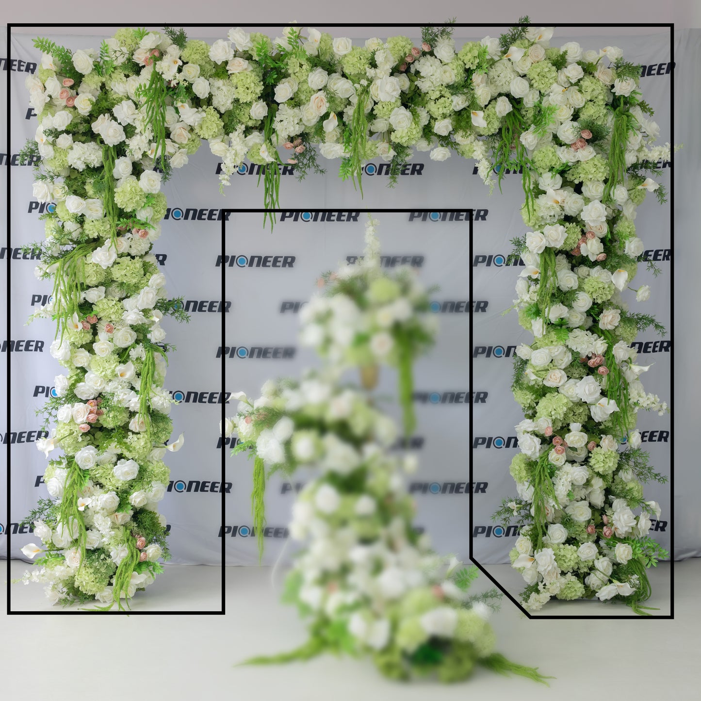Garden White Rose & Hydrangea Floral Arch