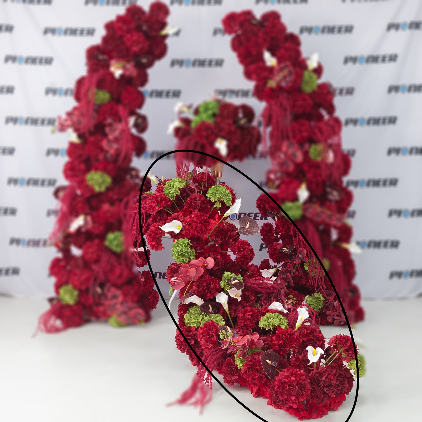 Burgundy Hydrangea & Orchid Floral Runner