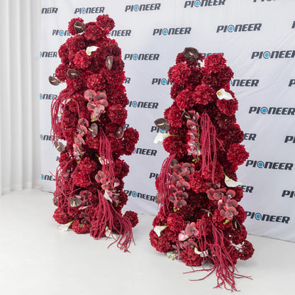 Burgundy Hydrangea Ceremony Floral Arch Roses HQ