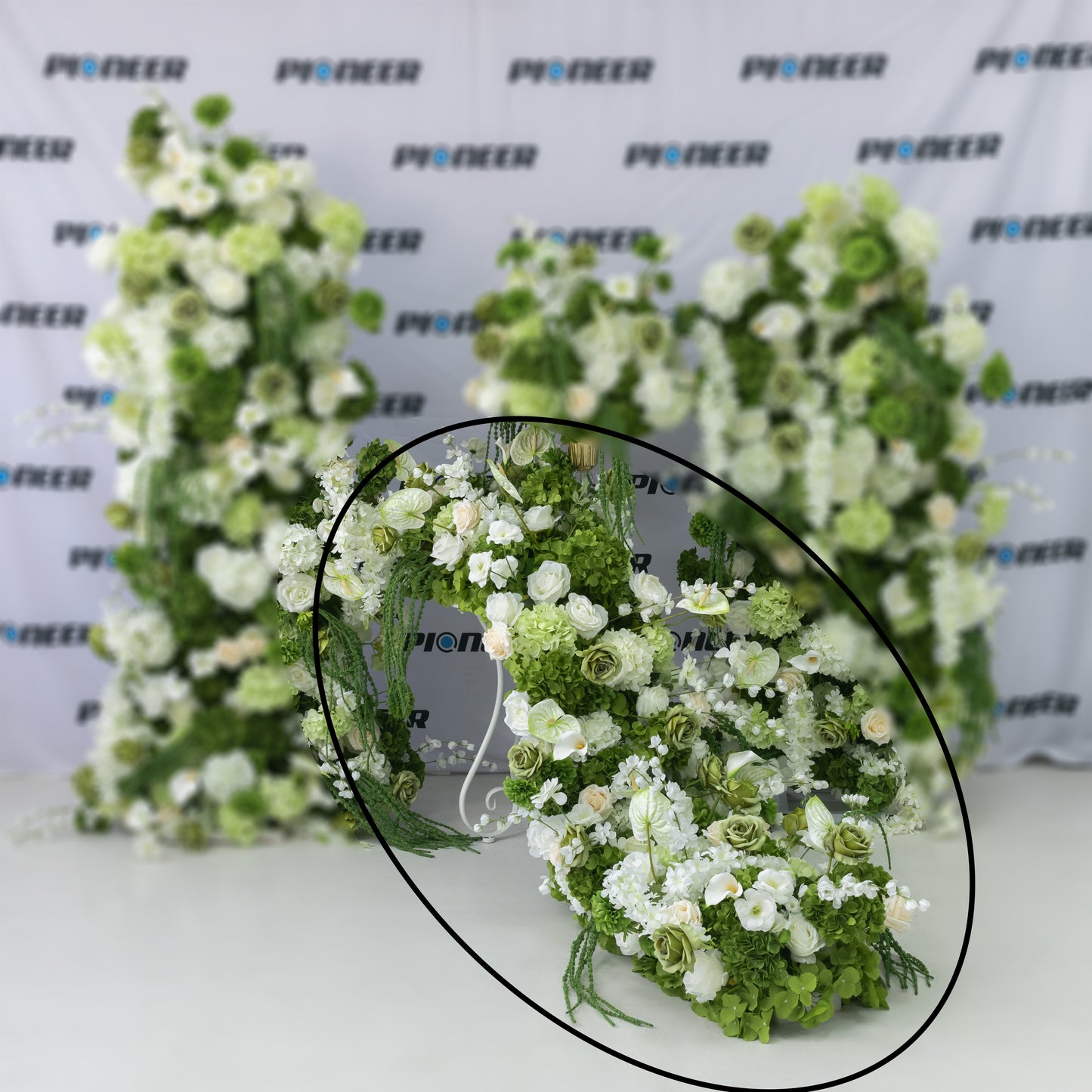 Lush Green & White Floral Event Runner
