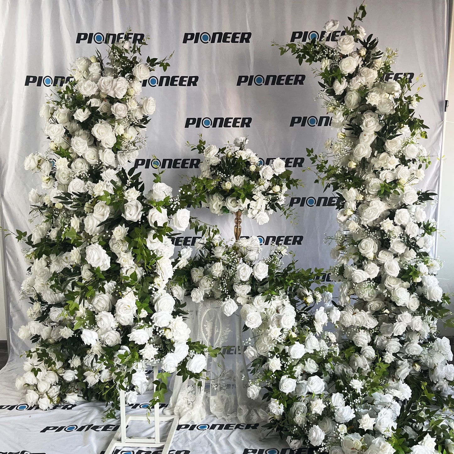 Premium White Rose Floral Display Centerpiece