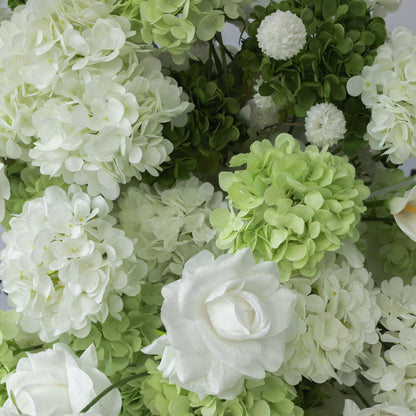 White & Green Hydrangea Floral Centerpiece