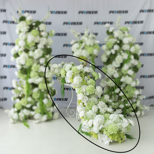 White & Green Hydrangea Floral Runner