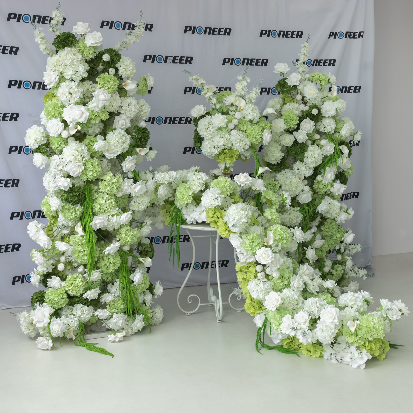 White & Green Hydrangea Floral Centerpiece