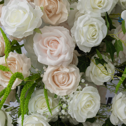 Blush & White Rose Floral Runner