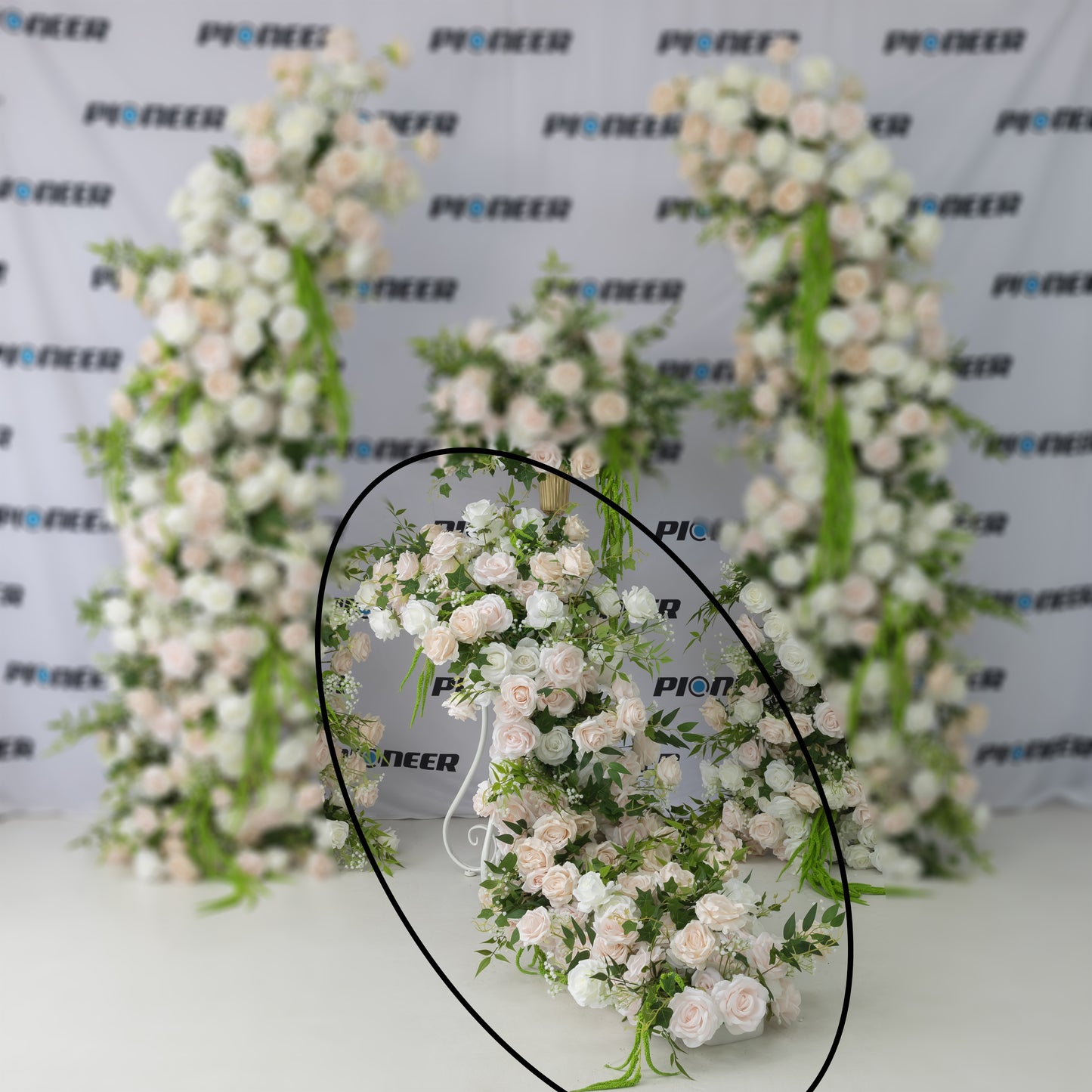 Blush & White Rose Floral Runner