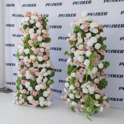 Pink & White Flower Pillar Archway Ceremony Set Roses HQ