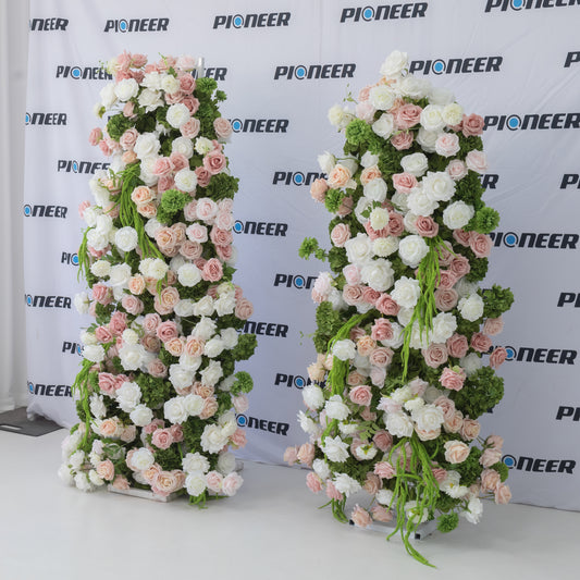 Pink & White Flower Pillar Archway Ceremony Set