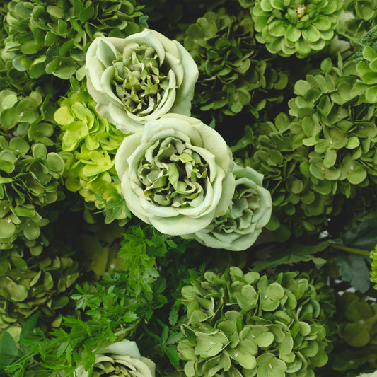 Lush Botanical Green Hydrangea Floral Centerpiece