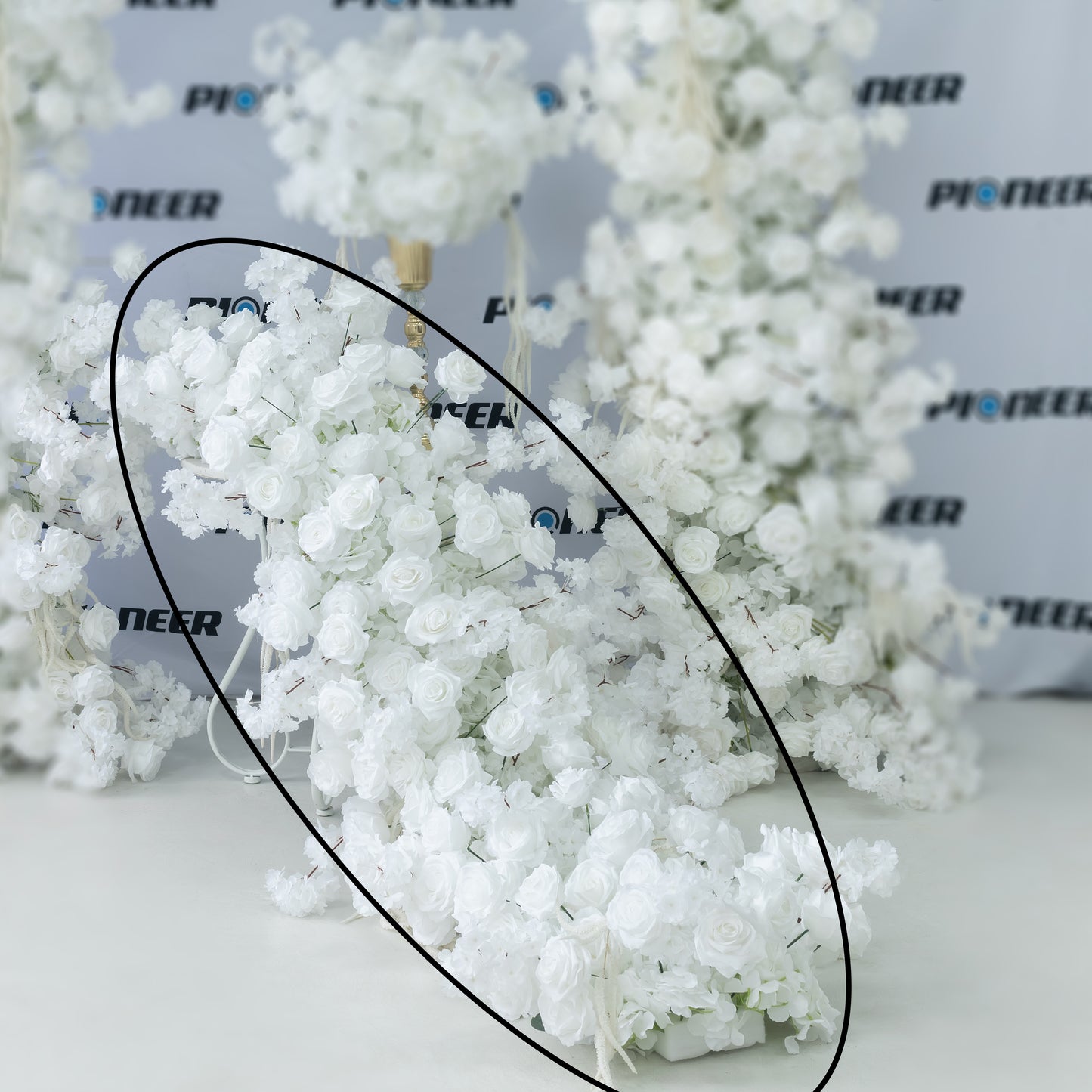 White Rose, Hydrangea & Cherry Blossom Spring Floral Runner