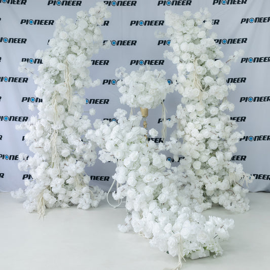 White Rose, Hydrangea & Cherry Blossom Spring Floral Runner