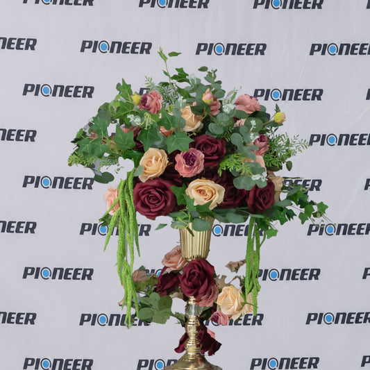 Burgundy & Blush Rose Floral Centerpiece Display