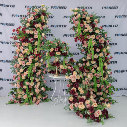 Burgundy & Blush Rose Floral Centerpiece Display