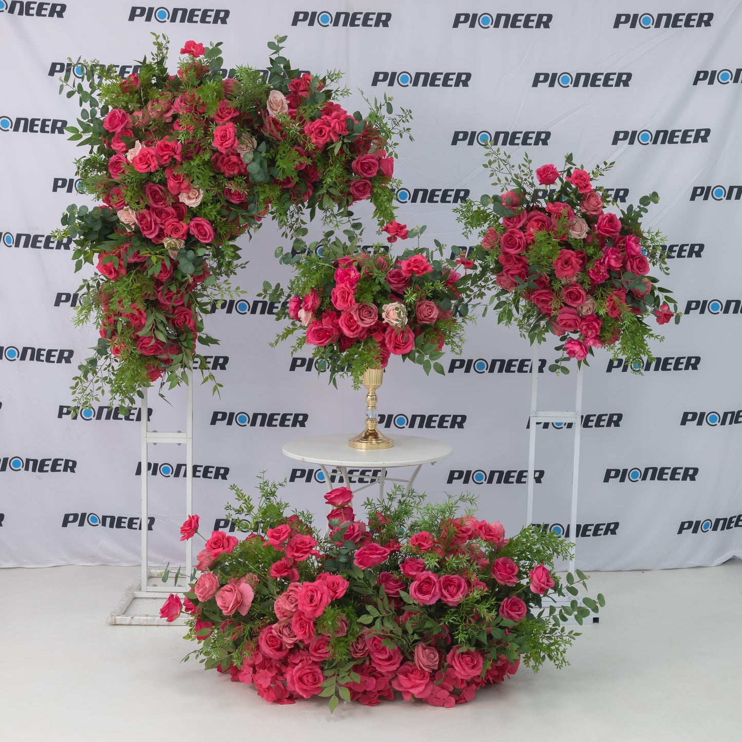 Romantic Pink Fuchsia Rose Floral Centerpiece