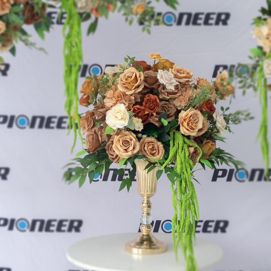 Vintage Mocha & Ivory Rose Floral Centerpiece